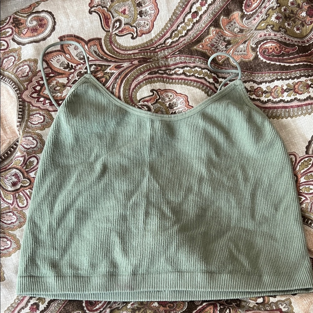 Green Ribbed Tank Top - Picture 1 of 1